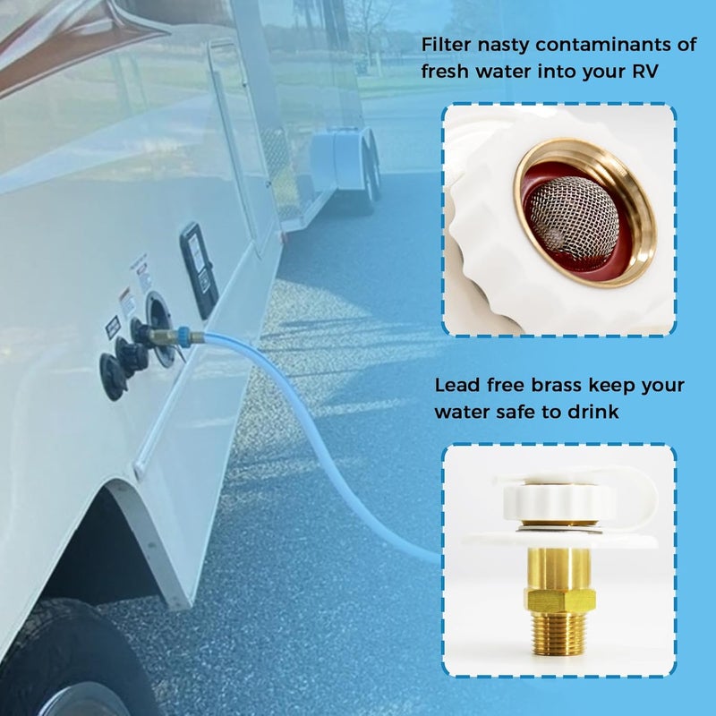 Himaweek RV Water Inlet Connection City Water Fill Inlet Flange Brass with Check Valve RV Water Hose Connector City Water Fill Flange City Water Hookup for Camper (Black) - Image 5